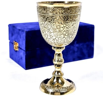 Vintage Brass, Royal Wine Cup, 1 Piece, Renaissance Medieval Gift Vintage Chalice Goblet, Food Safe Sturdy Brass Shot Glasses for Liquor, Ritual, Buddha, Weddings, Royal Medieval Decor, Blessings,