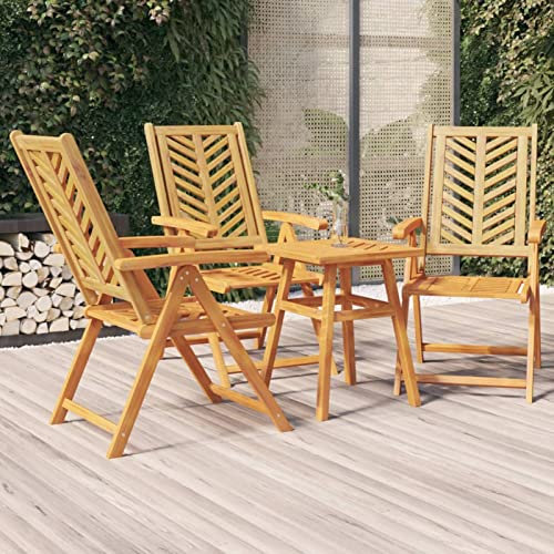 ShGaxin Gartenstühle Verstellbar 3 STK Balkonstuhl, Möbelsets, Gartensessel, Garten Stühle, Gartenmöbel, Balkon Stühle, Terrassenstühle, Sessel Outdoor, Hochlehner, Massivholz Akazie
