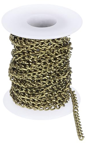 sourcing map Aluminiumgliederkette, ovale Gliederkette, Kettenrolle für Heimwerker, 5 x 4 x 1 mm, Bronze