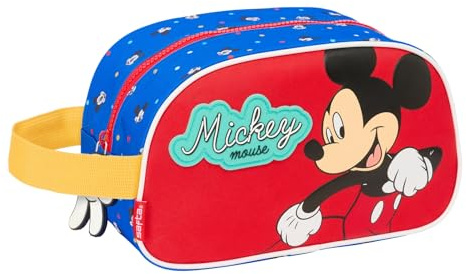 Safta Mickey Mouse Good Day - Trousse Scolaire Moyenne avec poignée, Trousse pour Enfant, Adaptable au Chariot, Nettoyage Facile, Confortable et Polyvalent, qualité et résistance, 26 x 12 x 15 cm,
