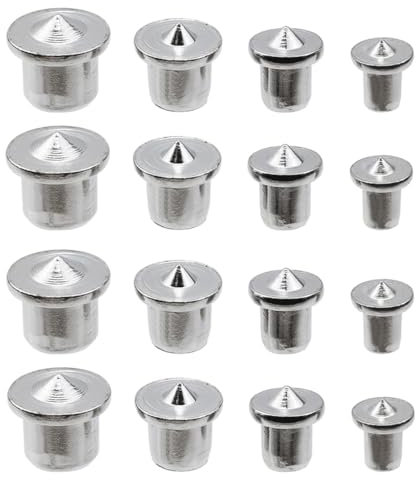 OUDQFCJ 16 Pcs Pointe de Centrage pour Chevilles, Marqueur de Trou de Cheville, Kit de Chevilles en Bois pour Travaux de Bois, Outils de Perçage (6/8/10/12 mm) Solide