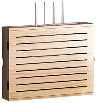 Wooden Wall Mounted Floating TV Stand with Wireless Router Storage Box Large Hide Cable Socket Multimedia Decorative Cover Optical Modem Occlusion Box Wall Shelf for Set top Box