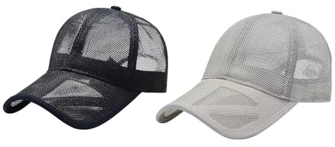 2 Stück Mesh Baseball Cap Unisex Baseballkappe Reine Farbe Baseboard Mesh Baseballmütze Sommermütze Schnell Trocknend Basecap Atmungsaktiv Schirmmütze Verstellbar Wandermütze Für Tennis Golf Reisen