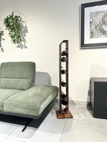 Casier à vin en Bois If, Support à Bouteilles sur Pied pour Les connaisseurs de vin élégants, Design Rustique, idéal pour Le Stockage du vin, Finition chêne et Noyer