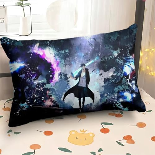 Zhongkaihua Anime-Kissenbezug, 60 x 40 cm, Motiv: Sung Jin Woo/Cha Hae in Figur, 3D-Druck, Anime-Merch, Kissenbezug, Schlafzimmer, Sofa, Büro (ohne Kissen)