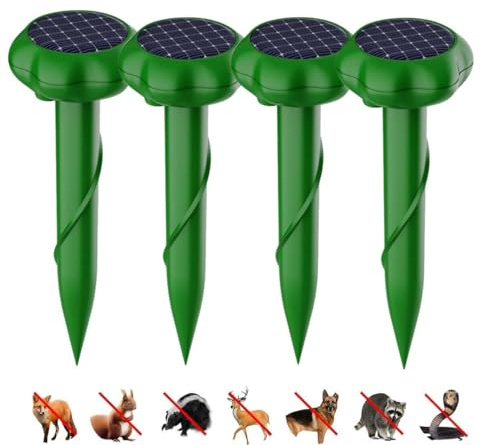 Solar-Maulwurfvertreiber, Ultraschall, IP66, wasserdicht, variable Frequenz 400 – 1000 Hz, für Maulwürfe, Schlange, Wühlmaus, Gopher und andere Tiere