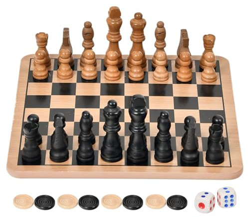 Jeu D Échecs De Voyage | Jeu de Dames et Échecs, Amusant avec Planche en Bois Reversible pour Famille Voyage Extérieur - Interactif Ludique pour Maison Extérieur Famille Adultes