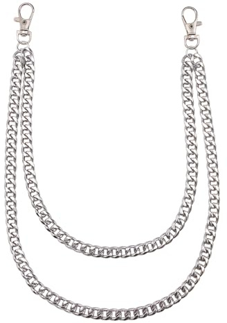 Cadena para billetera, llavero resistente de motociclista punk para hombres y mujeres, ideal para usar en el bolsillo de los jeans con trabillas para cinturón.