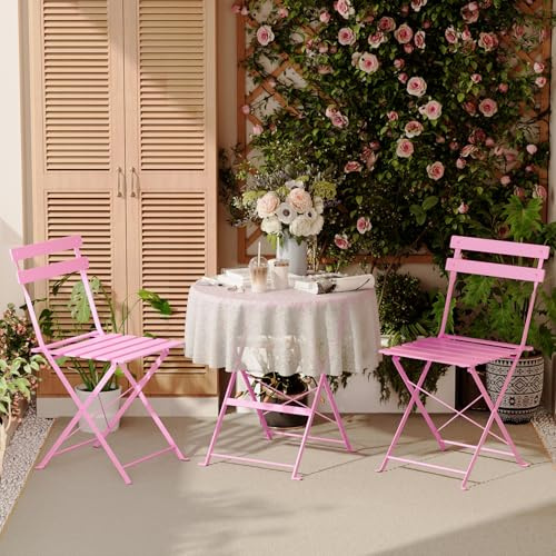 DEWINNER Bistroset 3-teilig, Gartenmöbel Set, Balkonmöbel, Bistrotisch mit 2 Stühlen, Balkonset mit wasserdichter Tischdecke, Klappbar, platzsparend, wetterfest für Balkon, Terrasse