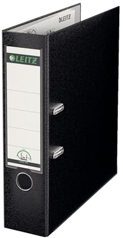New, Leitz Lever Arch File Plastic 80mm Spine A4 Black Ref 1010-95 [Pack 10]