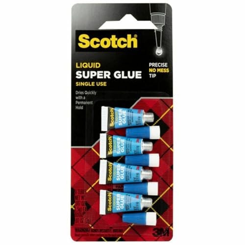 3M AD114 Super Glue, Single Use, Pointed Tip, .07oz., 4/PK, Clear