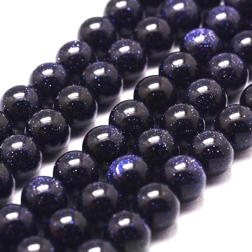 Blue Goldstone Beads Plain Round 6mm Strand of 60+