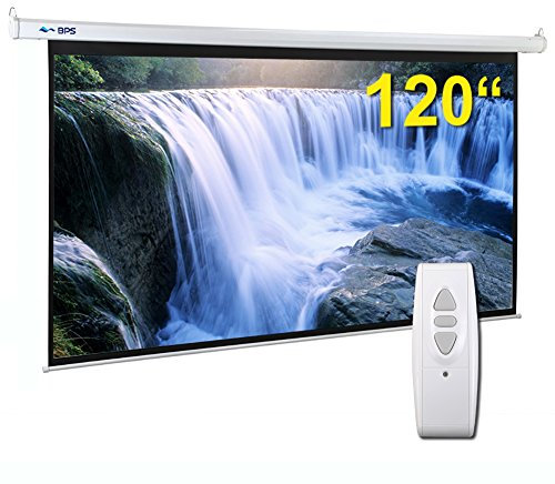 BPS Electric Motorised 120 16:9 Projector Screen Full HD/3D Matt White + Remote Control TV DVD Home Cinema