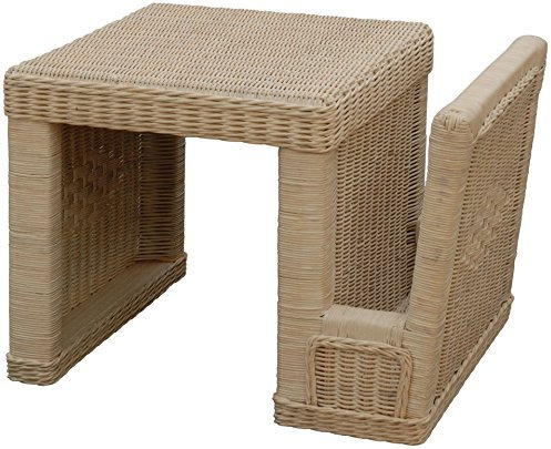 korb.outlet Stabiler Zeitungs-ständer/Magazinsammler, Beistelltisch Couchtisch mit Ablage aus Rattan in der Farbe Vintage Weiss