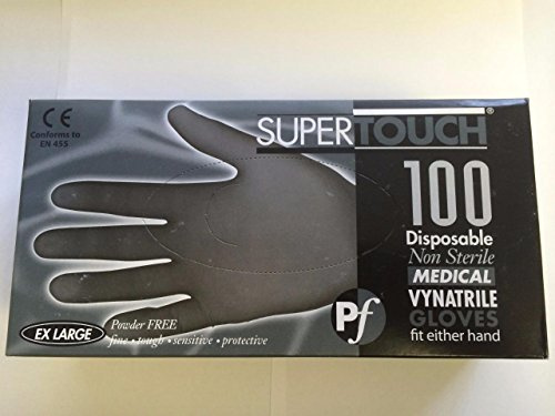 SuperTouch 100 Strong Size EXTRA LARGE Black Latex FREE Disposable Gloves Tattoo Artist Hairdresser Gardening Medical Decorator Beauty Salon