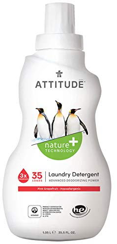 ATTITUDE Waschmittel, 3 x konzentrierte rosa Grapefruit, 100 ml Flüssigkeit für Maschinenwäsche