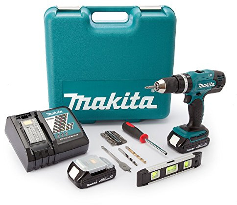 Makita DHP453 18 V Li-Ion Cordless Combi Drill with Accessory Set - Blue (101-Piece)