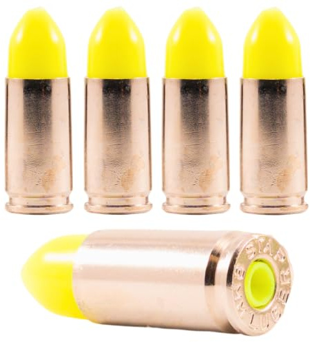 ST Action Pro 9mm Snap Caps – Yellow Safety Trainer Dummy Rounds, Reusable Dry Fire Training Ammunition (5-Pack) for Gun Owners