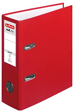 Herlitz 10842318 Ordner maX.file protect, A5 hoch, Farbe rot, FSC Mixed
