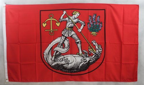 Buddel-Bini Flagge Fahne ca. 90x150 cm : Heide/Holstein Stadtflagge Ritter Drachen