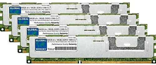 GLOBAL MEMORY 64 GB (4 x 16 GB) DDR3 1066 MHz PC3–8500 240-PIN ECC registriertes DIMM (RDIMM)-Arbeitsspeicher-Kit für Apple Mac Pro (Anfang 2009 – Mitte 2010 – Mitte 2012)