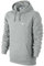 Nike Men's Club Swoosh Hoody Long Sleeve Top - Dark Grey Heather/White, Medium