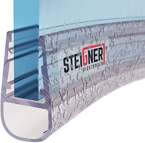 STEIGNER Joint de Douche pour paroi en Verre, 170cm, vitre 3,5/4/5mm, Joint d'étanchéité PVC courbé pour Les cabines de Douche arrondies, UK06