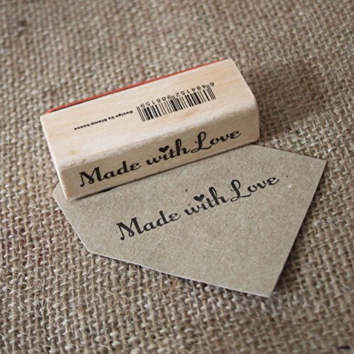 Stempel aus Holz mit Aufschrift Made With Love – Basteln/Scrapbooking/handgefertigte Anhänger