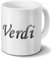 Tasse mit Namen Verdi - Motiv Chrom-Schriftzug - Namenstasse, Kaffeebecher, Mug, Becher, Kaffeetasse - Farbe Weiß