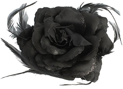 Black Rose Hair Clip Large Rose Fascinator Flower Hair Clip Black Hair Accessories Clips Elastic Wedding Hair Flower