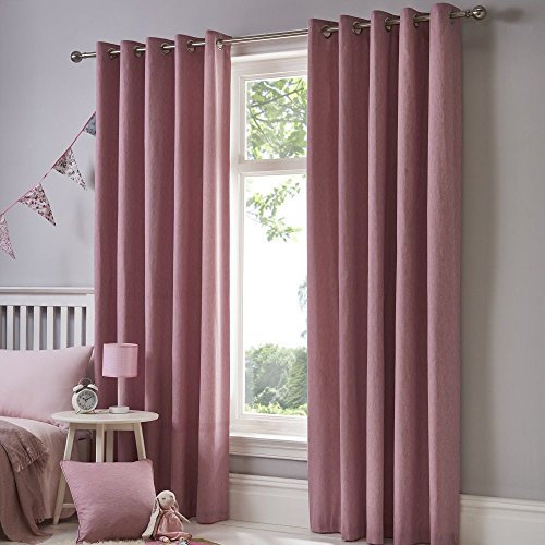 Fusion Blush Pink W46 x L72 Eyelet Curtains-100 Bedroom/Living Room Door Curtain-Thermal Drapes/Window Treatment-Sorbonne Collection, 100% Cotton, 46 Width x 72 Drop (117 x 183cm)