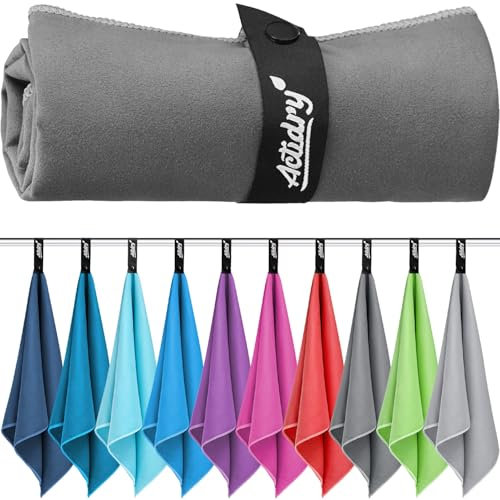 Actidry Mikrofaser Handtuch - XL/L/M Handtücher - 10 Farben Bunt&Dunkel - leicht schnelltrockend hochsaugfähig - Microfaser Strandtuch Badetuch Saunatuch extra groß - XL 100 x 200 cm - Dunkel-Grau