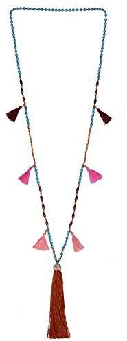 KELITCH Perlen Halskette Bib Kette Mehrfarbige Quaste Lange Strand Strand Freundschaft Halskette (Orange G)