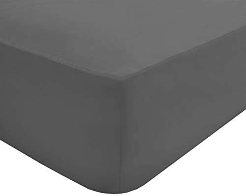 Sleepdown Fitted Sheet Super Soft Cosy Easy Care Polycotton Bed Linen Luxury Bedding Bedsheet 25 cm Deep Non Iron - Grey - King