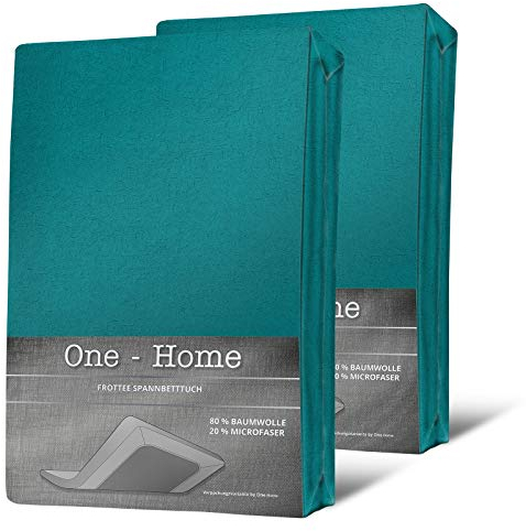 2er Pack Frottee Spannbettlaken Spannbetttuch Bettlaken Set Winter Baumwolle flauschig weich warm, Maße:180x200 cm - 200x200 cm, Farbe:Petrol