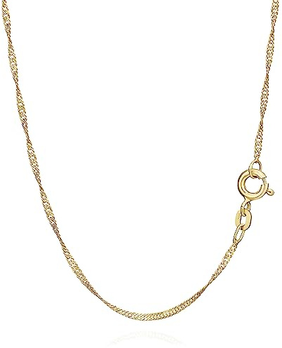 NKlaus Singapurkette 585er Gelbgold 14 Karat diamantiert 1,2mm 1 Stück | Länge wählbar 42–50cm