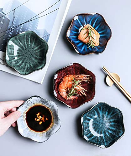 Bols à Céréales, 5 Pièces Bol à Tapas Sauce Apéritif Snack Bowl en Porcelaine Céramique, Coupe à Dessert Taille Petite Plats Service Vaisselles, Japonais Assiette Creuse à Soupe Fruit Salade