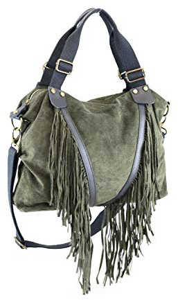 collezione alessandro Fransentasche Antonia aus Wildleder 46cm x 36cm x 9cm