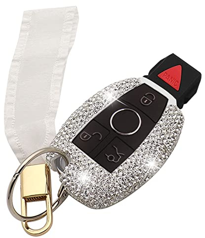 Ornater Key Fob Cover Compatible with Mercedes Benz C E S M CLS CLK GLK GLC G Class Bling Crystal Rhinestone Diamond Key Case