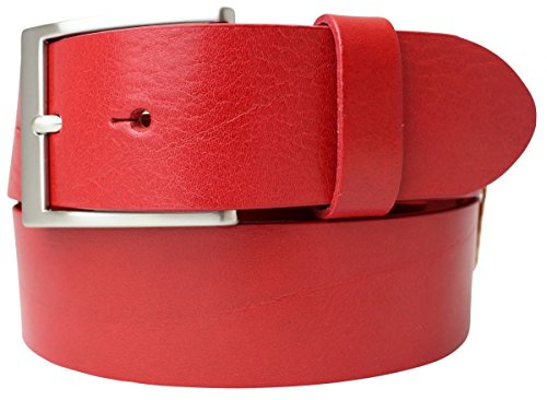 BELTINGER Hochwertiger Gürtel mit Edelstahl-Gürtelschnalle aus Vollrindleder 4 cm | Jeans-Gürtel für Damen Herren 40mm | Vollleder-Gürtel | Rot 110cm