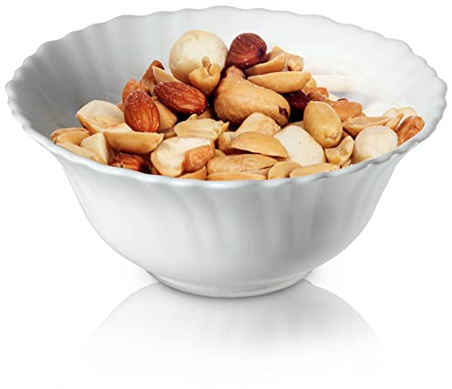 KADAX Schüssel aus gehärtetem Glas, Schale, Obstschale, Salatschüssel, Dessertschale, Müslischüssel, Suppenschale, Snackschale, Spülmaschinenfest (∅ 13 cm, weiß)