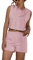 amropi Tuta da Ginnastica Donna Felpa con Cappuccio e Pantaloncini 2 Pezzi Completi Rosa,L