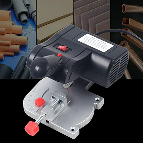 Sega troncatrice elettrica 90W,4500giri/min,mini sega obliqua da tavolo, per lavori artigianali,mandrino con lama per sega metallica e sega in resina, per metallo e legno,taglio da 0 a 45° regolabile