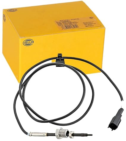 HELLA 6PT 358 181-781 Sensor, exhaust gas temperature - 2-pin connector - Bolted - Cable: 1075mm - with fastening clips on the cable