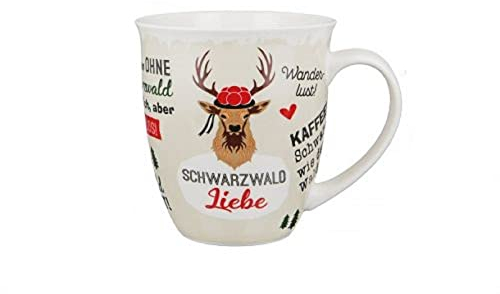 GILDE - 44944 - Kaffeebecher, Jumbo Tasse, Hirsch Schwarzwald Liebe, Porzellan, 11cm x 14cm x 10,2cm, 400ml