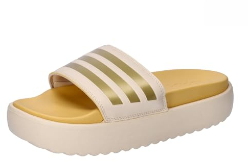 adidas Damen Adilette Platform Slides RUTSCHEN, Crystal Sand/Gold met/semi Spark, 38 EU