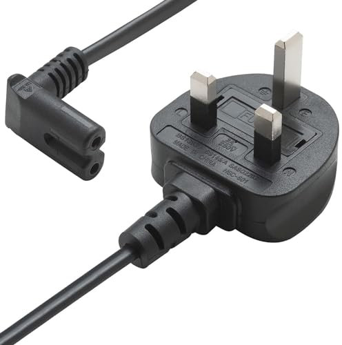 TRD Figure 8 Power Lead 0.5M - Black Angled 2 Pin IEC C7 UK Plug TV Power Cable Compatible with PS5, Xbox Series X, Samsung TV, Sony TV, LG TV, Panasonic TV
