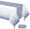 Aitsite Party Tischdecke 4 Stück, 137x274cm Rechteck wasserdichte Tischdecke Weiß und Blau Dot, Einweg Tischdecke für Geburtstag, Jahrestag, Weihnachten Party