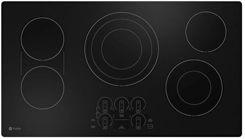 GE Profile PEP7036 36 Inch Wide 5 Burner Electric Cooktop with Guided Cooking - Black