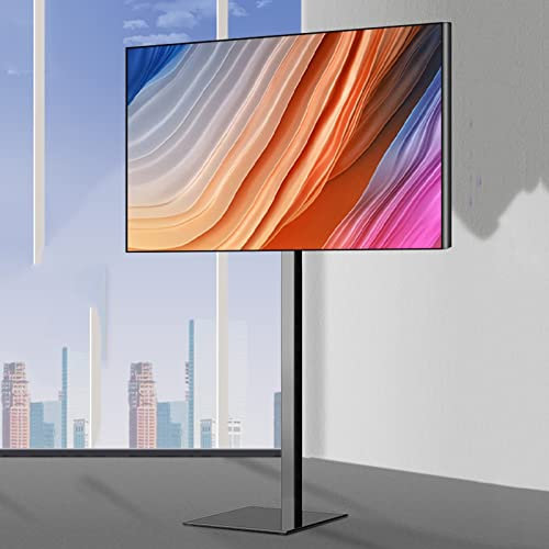 AdwOa Support TV pivotant au Sol pour téléviseurs de 32 à 65 Pouces, Meuble TV d'angle Noir réglable en Hauteur et Peu encombrant pour Le Bureau à Domicile avec Gestion des câbles Decoration
